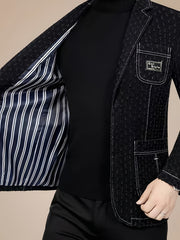 Men'S Fashionable Denim Blazer for Spring And Autumn.