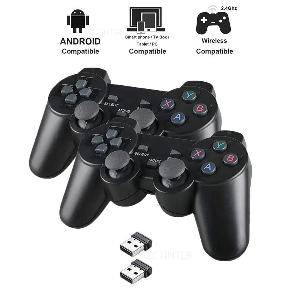 Wireless YECKTEGJ 2.4G game controller for PS3, PC, Android, and TV Box with dual joysticks and ergonomic design.