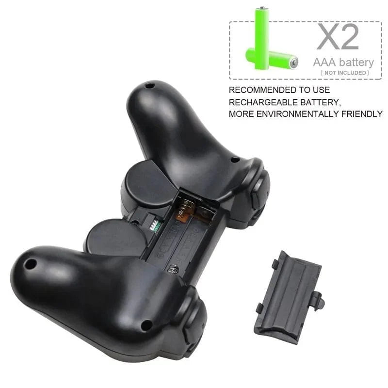 Wireless YECKTEGJ game controller for PS3, PC, Android, and TV Box with dual joysticks and ergonomic design.