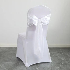 24PCS 17x275cm Sky Blue Satin Chair Sashes Bows Chair Cover Ribbons for Wedding Banquet Party Baby Shower Event Decorations - SHOWLU FASHION STORE