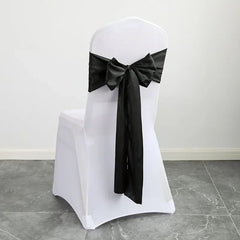 24PCS 17x275cm Sky Blue Satin Chair Sashes Bows Chair Cover Ribbons for Wedding Banquet Party Baby Shower Event Decorations - SHOWLU FASHION STORE