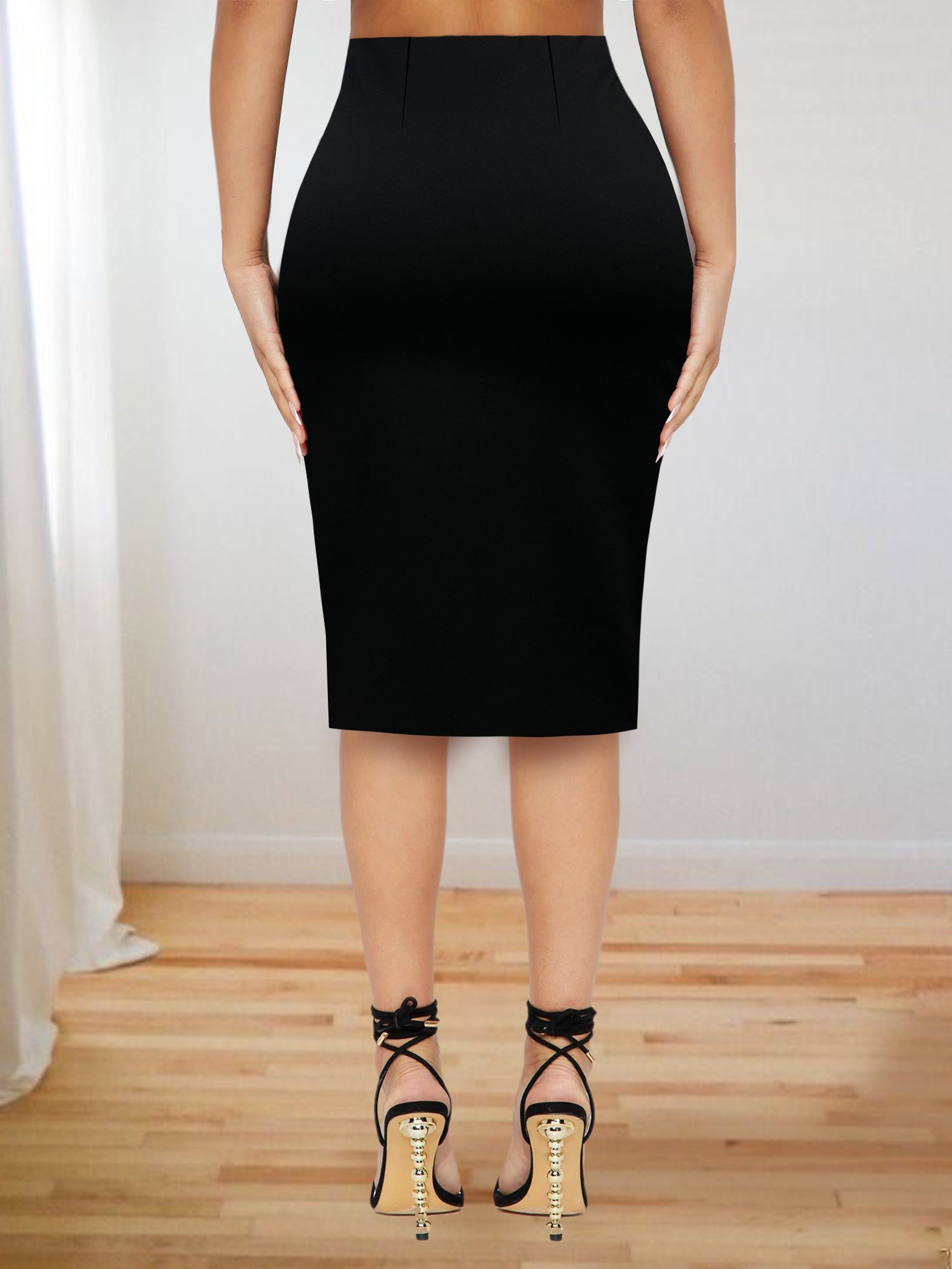 Women's color-block midi skirt by SHOWLU FASHION with black to burgundy ombre design, stylish and flowy for modern fashion.