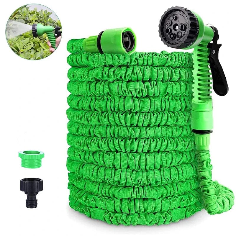 Showlu expandable garden hose in 25ft to 200ft length, flexible high-pressure water pipe for gardening, car washing, and cleaning.