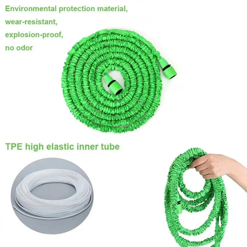 Showlu expandable garden hose, flexible high-pressure water pipe, 25-200ft, ideal for gardening, car washing, and outdoor cleaning.