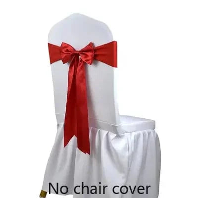 Set of 25 satin spandex chair cover bands with bow sashes, ideal for wedding and banquet decorations.