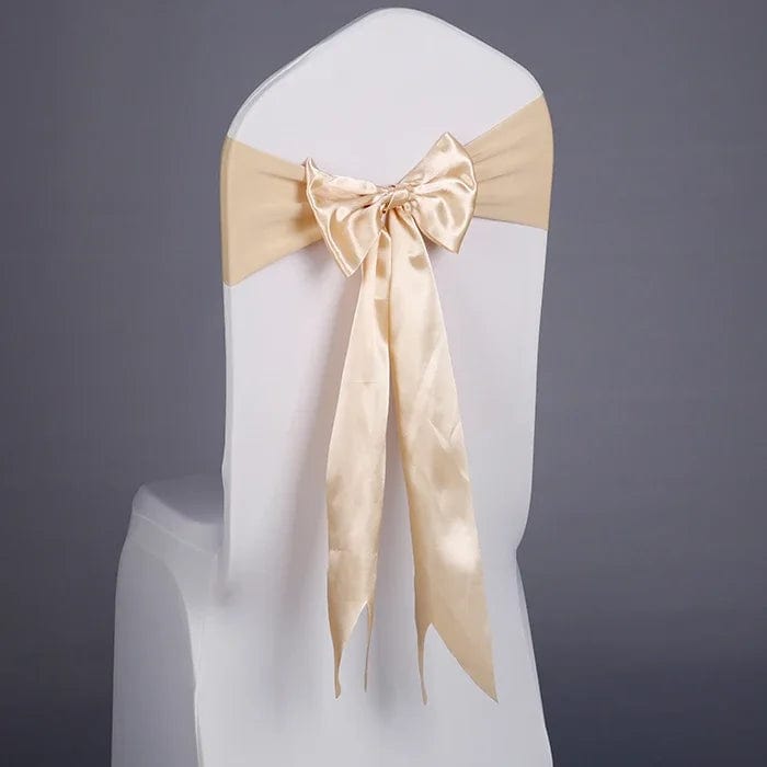 25pcs Satin Spandex Chair Cover Band Ribbons Chair Tie Backs for Party Banquet Decor Wedding Decoration Knot Chair Bow Sashes - SHOWLU FASHION STORE