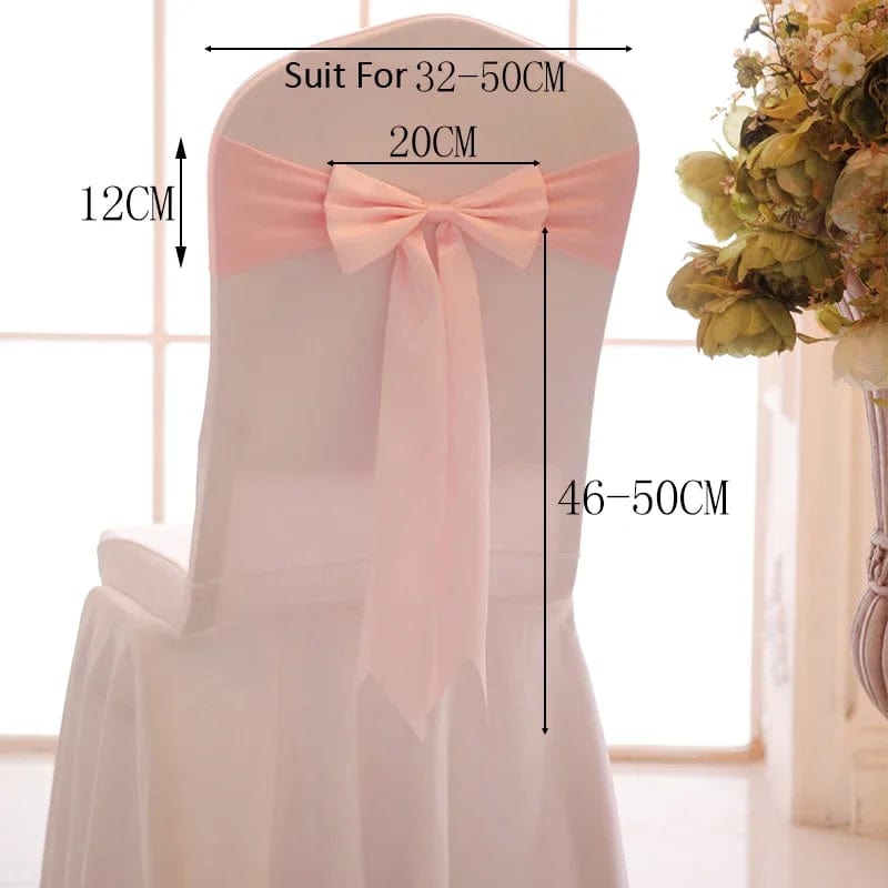 25pcs Satin Spandex Chair Cover Band Ribbons Chair Tie Backs for Party Banquet Decor Wedding Decoration Knot Chair Bow Sashes - SHOWLU FASHION STORE