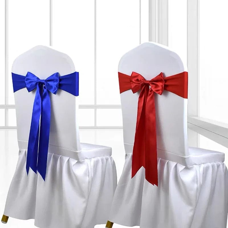 25pcs Satin Spandex Chair Cover Band Ribbons Chair Tie Backs for Party Banquet Decor Wedding Decoration Knot Chair Bow Sashes - SHOWLU FASHION STORE