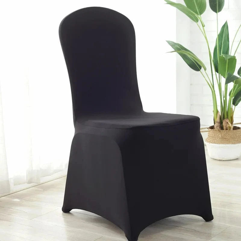Showlu Spandex wedding chair covers on banquet chairs, stretch universal dining slipcovers for restaurant and event use