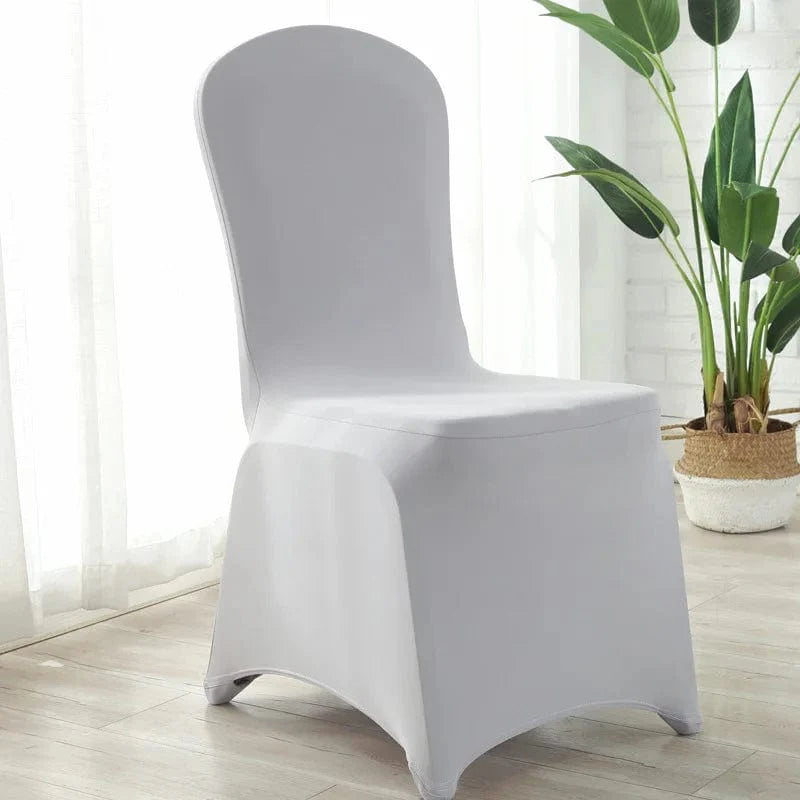 Showlu Spandex wedding chair covers fitting banquet and hotel chairs, stretchy universal dining slipcovers for events and parties.