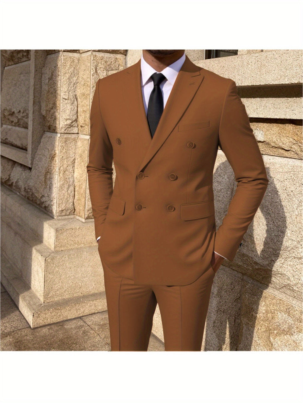 SHOWLU Men's 2-Piece Skinny Fit Suit in solid color, formal wedding suit with tailored jacket and matching pants, stylish and modern.