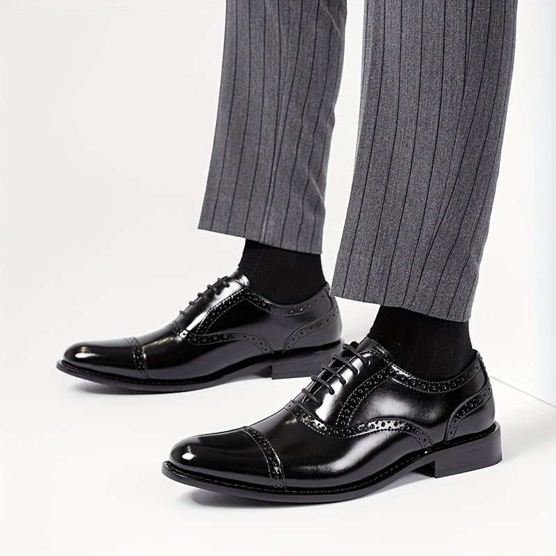 Men's SHOWLU split cow leather Oxford shoes with non-slip soles, formal footwear for professional or dressy occasions.