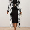 Black and white houndstooth maxi dress with cape for women, stylish and elegant by Showlu Fashion.