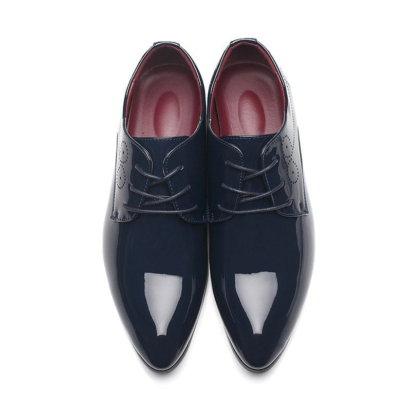 Smart General men's black leather slip-on dress shoes, casual business driving shoes with sleek, polished appearance.