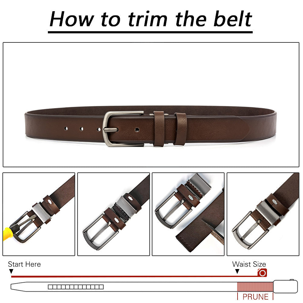 SHOWLU Men's genuine leather belts, vintage style, 4-pack big and tall straps, showcasing classic leather textures and sturdy buckles.