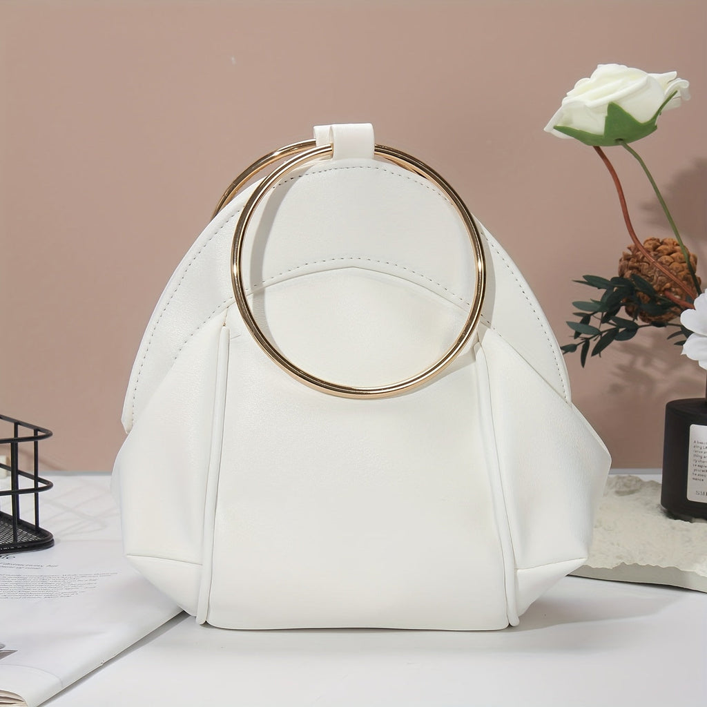 White PU PIDE Rhinestone schoolbag clutch with chain strap, stylish crossbody bag from SHOWLU FASHION STORE.