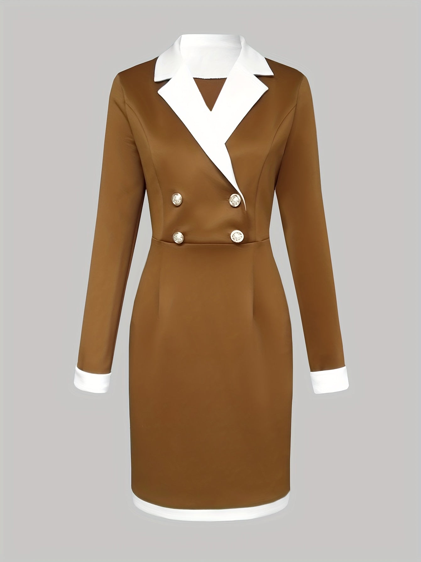 Elegant SHOWLU FASHION women's lapel button front bodycon dress featuring a fitted silhouette and classic design.
