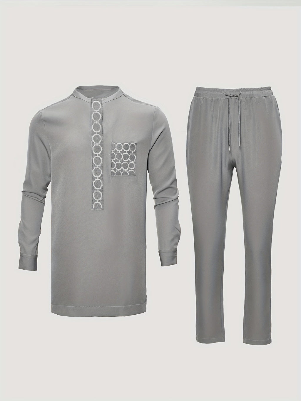 SHOWLU men's African dashiki set with embroidered long sleeve top and matching pants, traditional and stylish clothing.