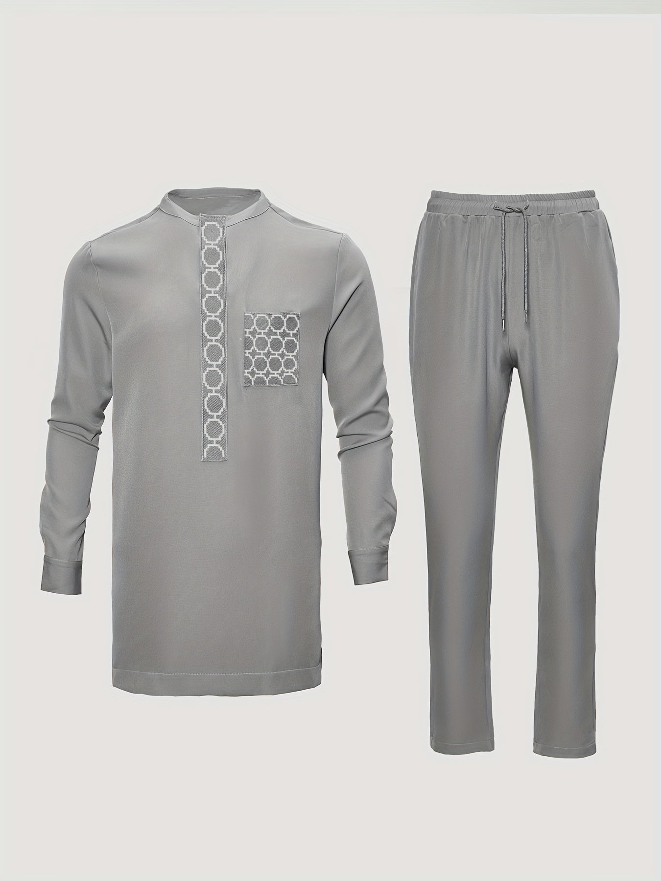 SHOWLU men's African dashiki set with embroidered long sleeve top and matching pants, traditional and stylish clothing.