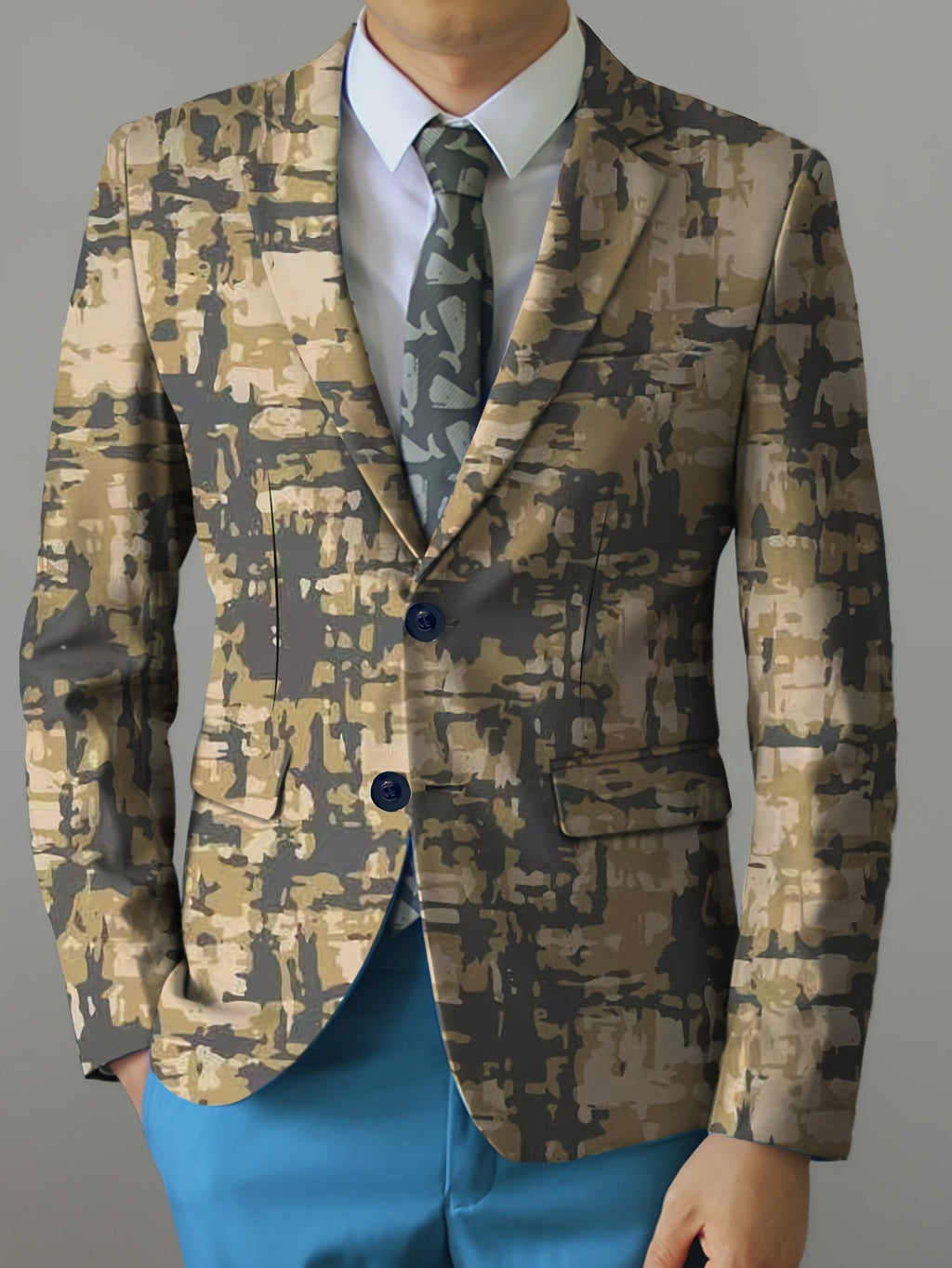 SHOWLU men's regular fit party blazer with animal print, notched lapel, stylish for formal or festive occasions