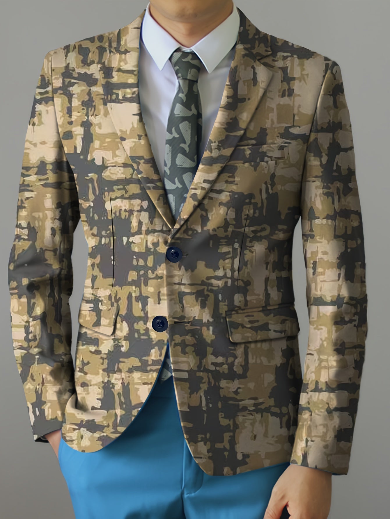 SHOWLU men's regular fit party blazer with animal print, notched lapel, stylish for formal or festive occasions