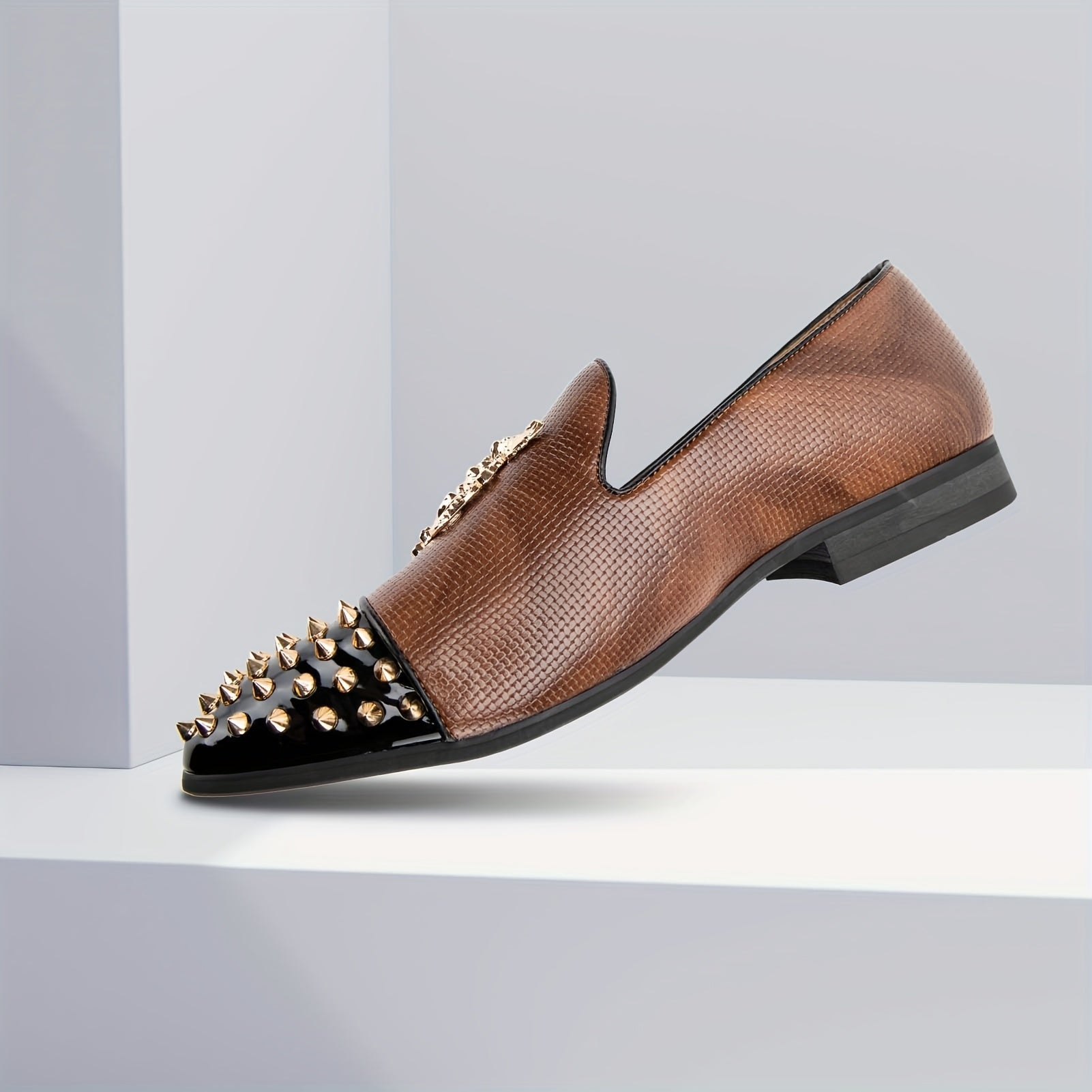 SHOWLU men's lightweight slip-on loafers with solid round toe, ideal for party and casual wear, shown in a stylish design.
