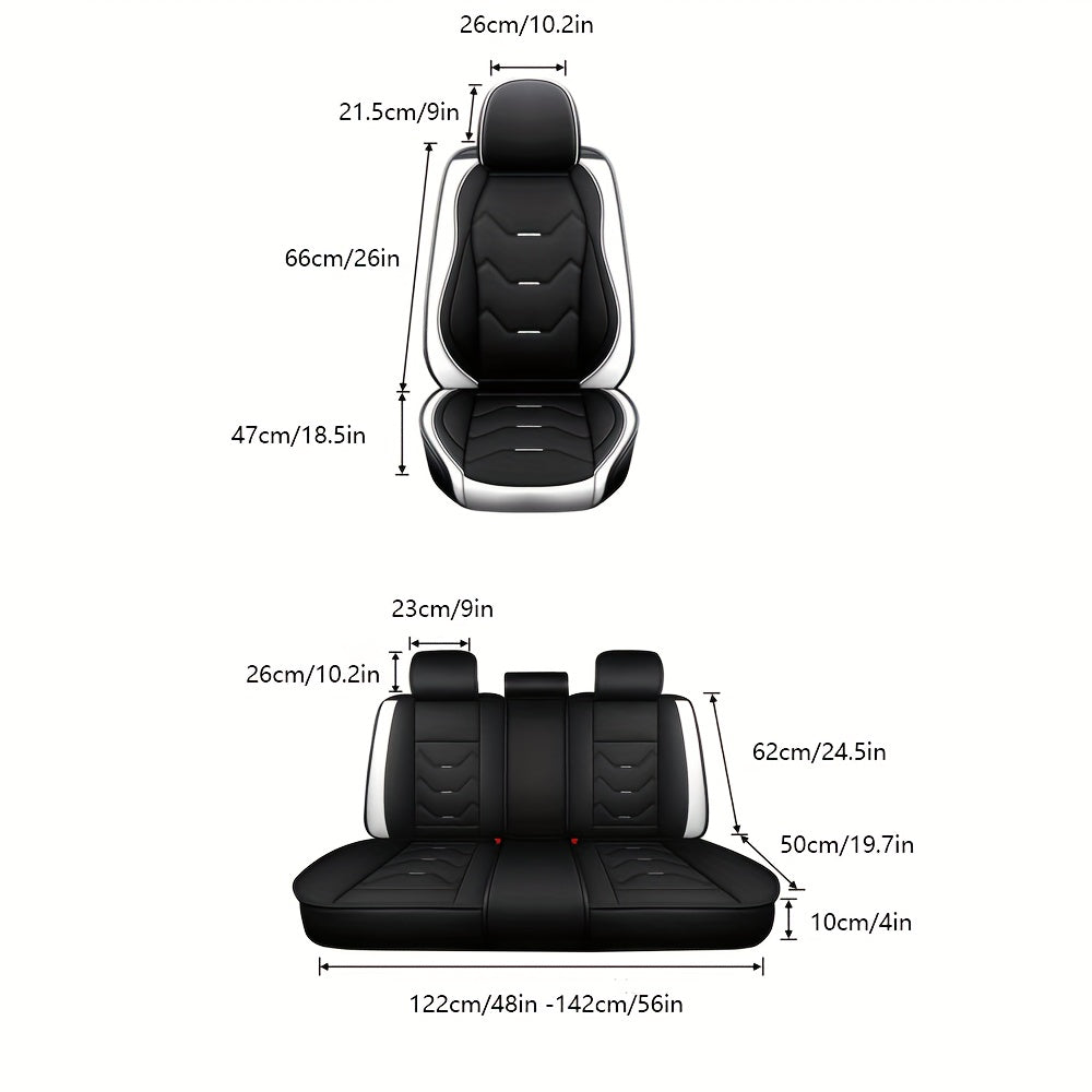 Showlu Fashion faux leather car seat covers for 5 seats, featuring a sleek black design with reinforced stitching and universal fit.