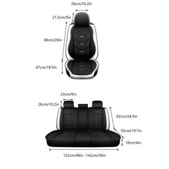 w/Pillows 5 Seats Cover For Car Faux Leather Waterproof Full Surrounded Front Rear Seat Cushion Protector Universal fit