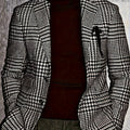 SHOWLU Men's houndstooth blazer with regular fit, woven polyester suit jacket, featuring a tailored design and classic pattern.