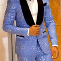 Slim fit SHOWLU FASHION men's tuxedo suit with embroidered two-piece set, featuring a tailored jacket and matching trousers.
