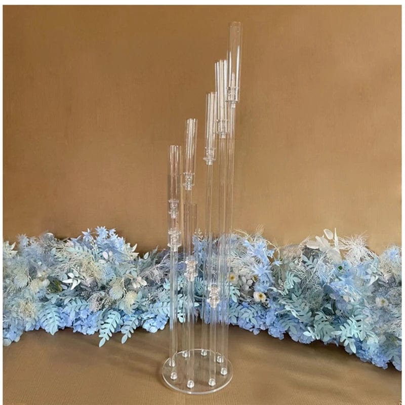 Set of clear acrylic MS Made candlestick holders for weddings and events, elegant centerpiece candelabra for celebration decor