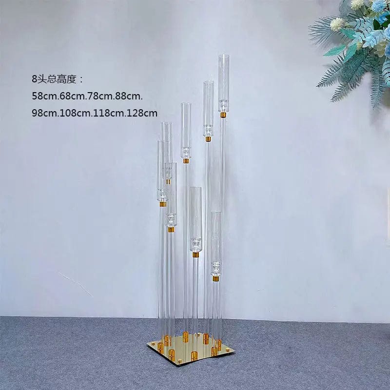 Set of clear acrylic MS Made candlestick holders for wedding centerpieces, ideal for elegant event and party decorations