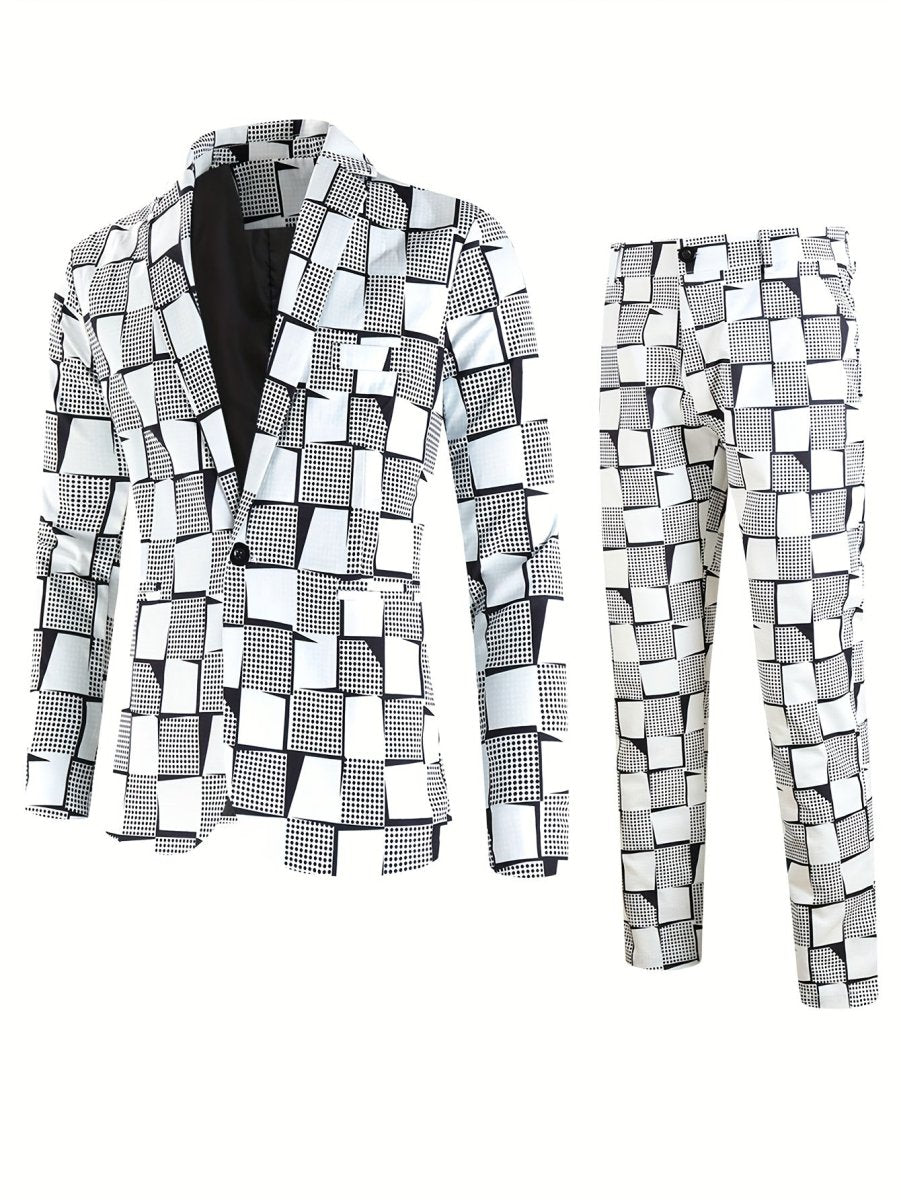 SHOWLU FASHION men's 2-piece casual digital print suit with lapel, including jacket and trousers, stylish and comfortable for everyday wear.