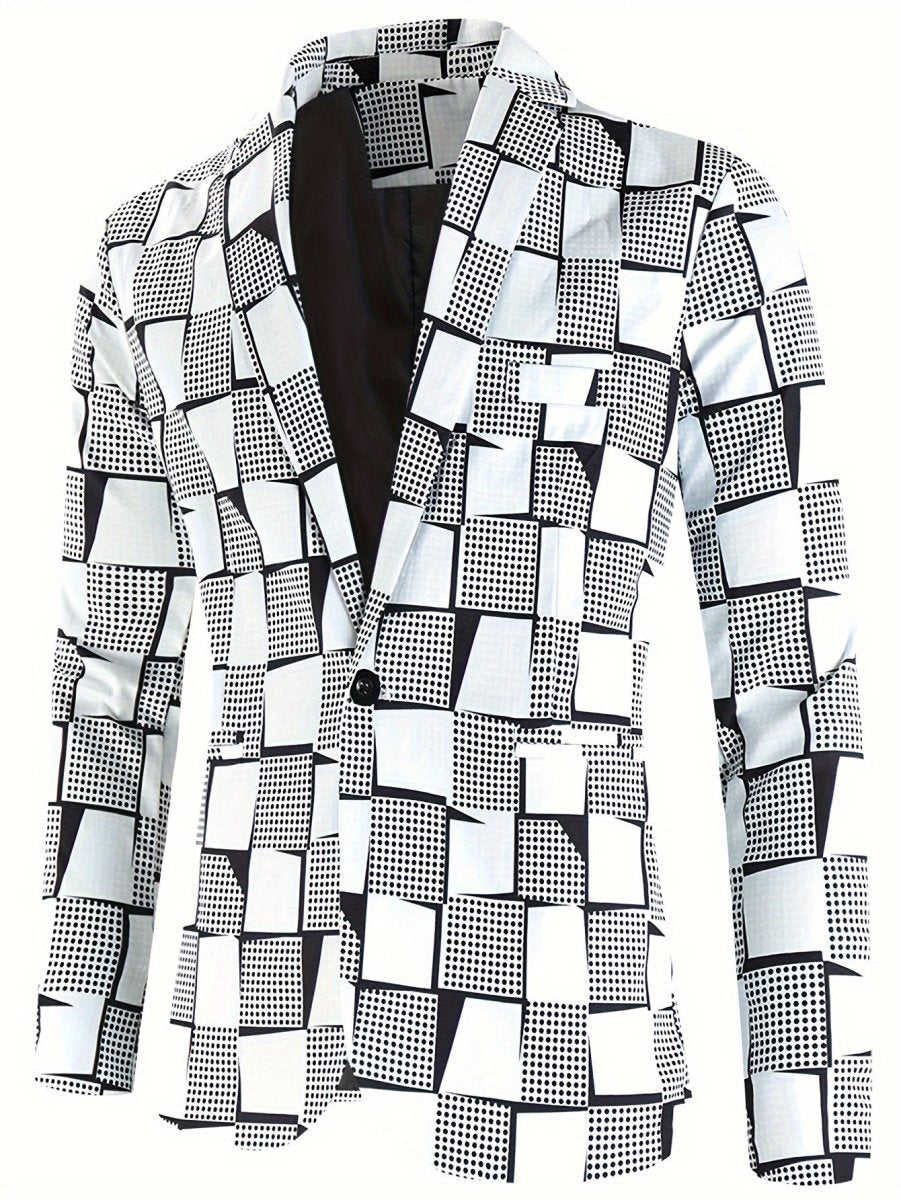 SHOWLU FASHION men's 2-piece casual digital print suit with matching trousers, featuring a lapel collar for stylish everyday wear.