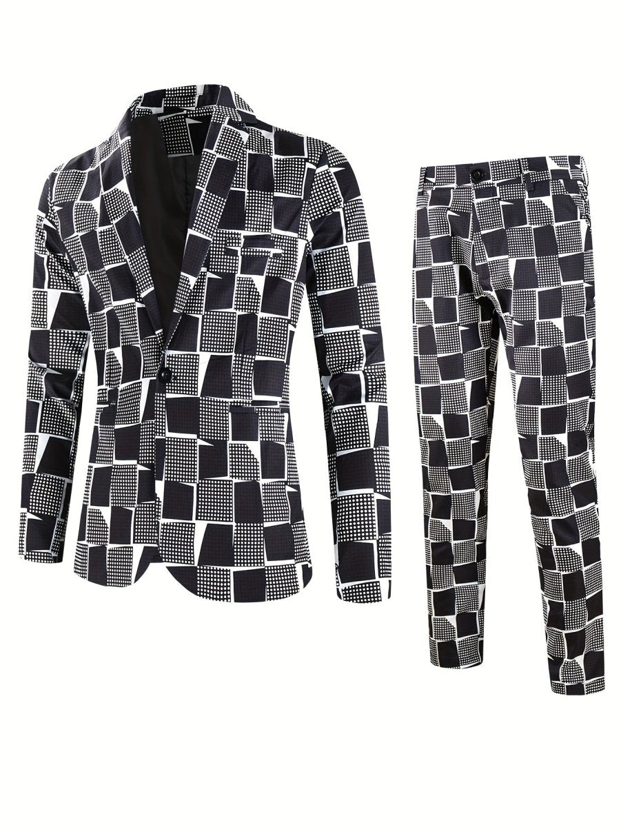 SHOWLU FASHION men's 2-piece casual digital print suit with lapel, includes jacket and trousers, stylish and comfortable for everyday wear.
