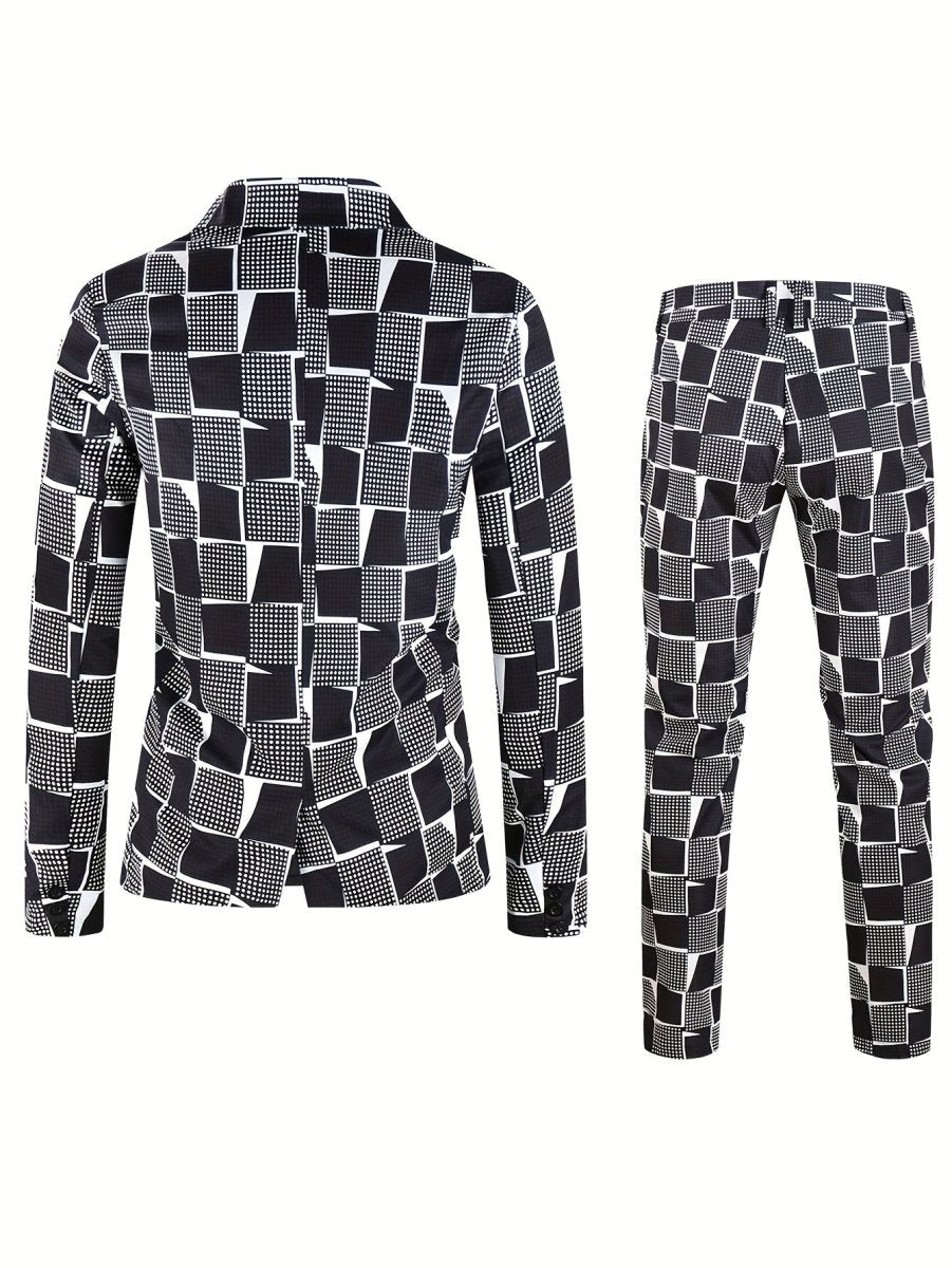 SHOWLU FASHION men's 2-piece casual digital print suit with lapel, includes jacket and trousers, stylish and comfortable for everyday wear.