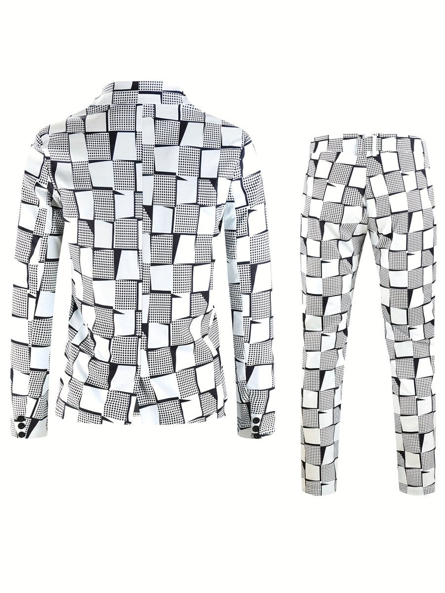 SHOWLU FASHION men's 2-piece casual digital print suit with lapel, includes jacket and trousers, stylish and comfortable for everyday wear.
