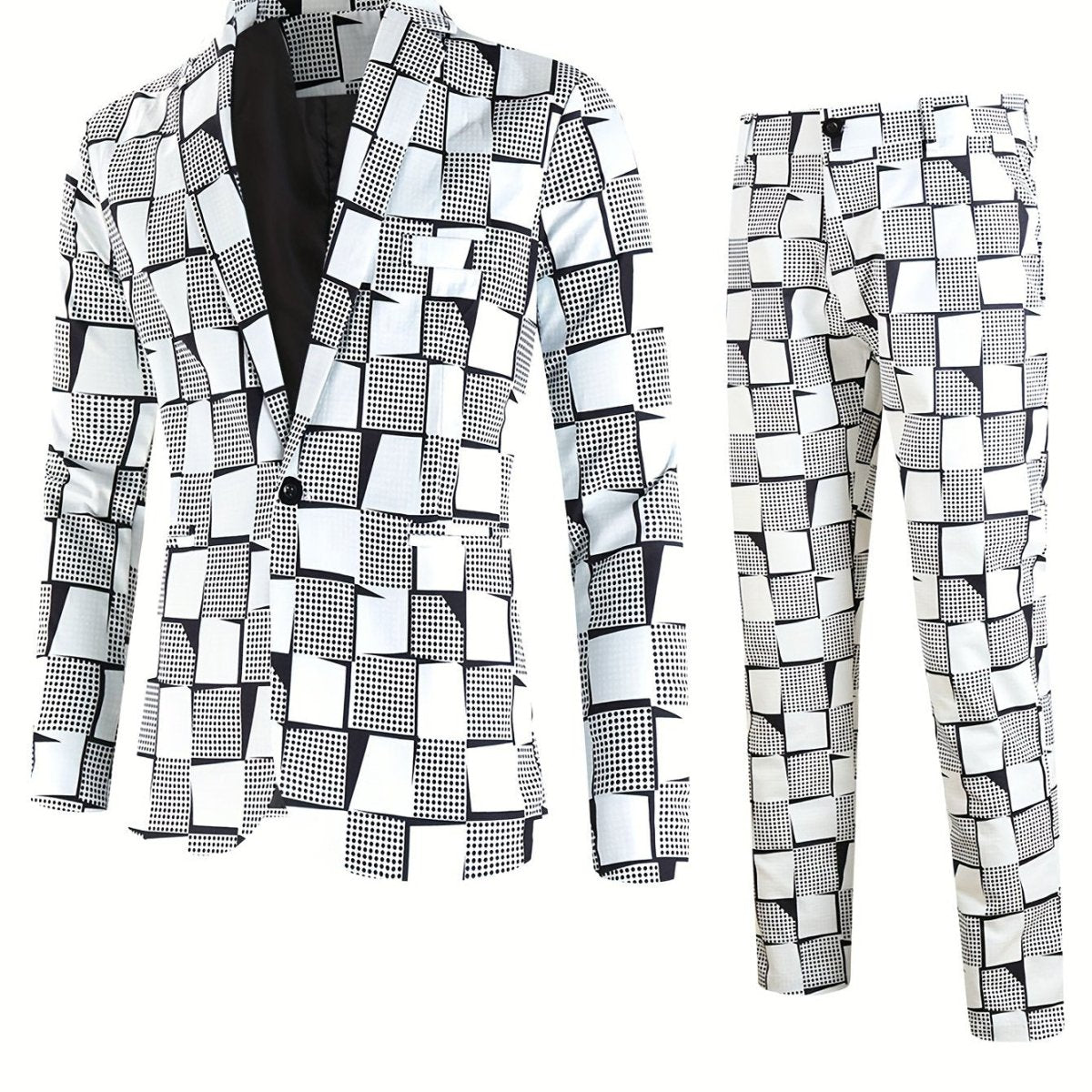 SHOWLU FASHION men's 2-piece casual digital print suit with lapel, includes jacket and trousers, stylish and comfortable for everyday wear.