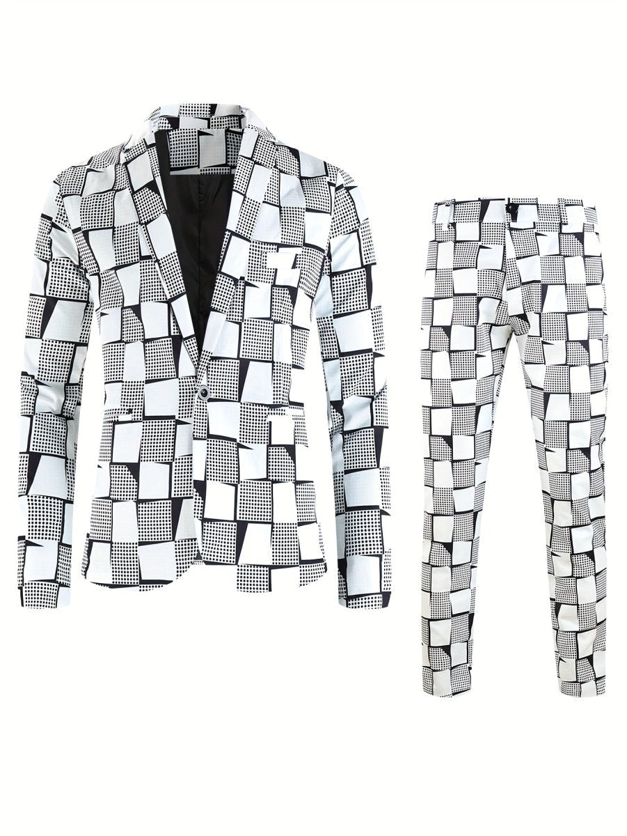 SHOWLU FASHION men's 2-piece casual digital print suit with lapel, includes jacket and trousers, stylish and comfortable for casual wear.