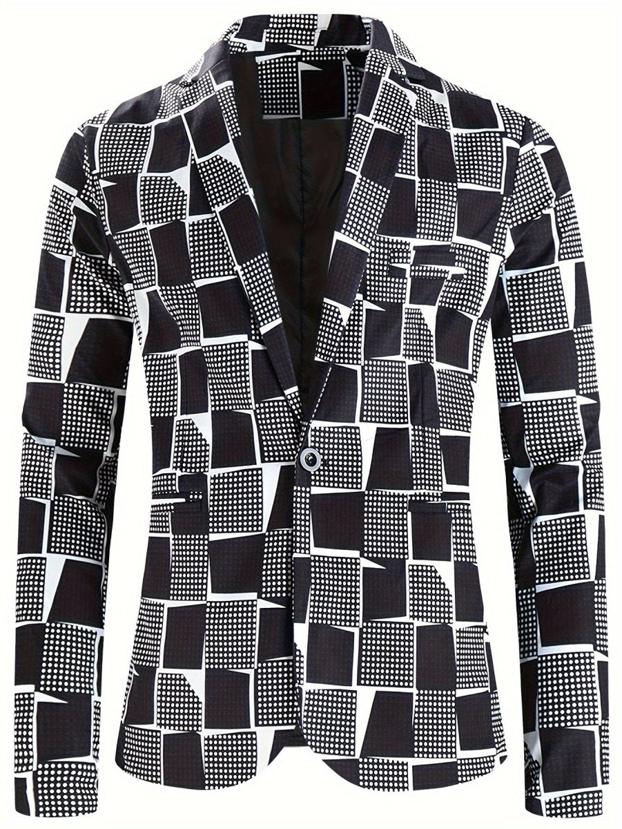SHOWLU FASHION men's 2-piece casual digital print suit with lapel, including jacket and trousers, worn for stylish everyday wear.