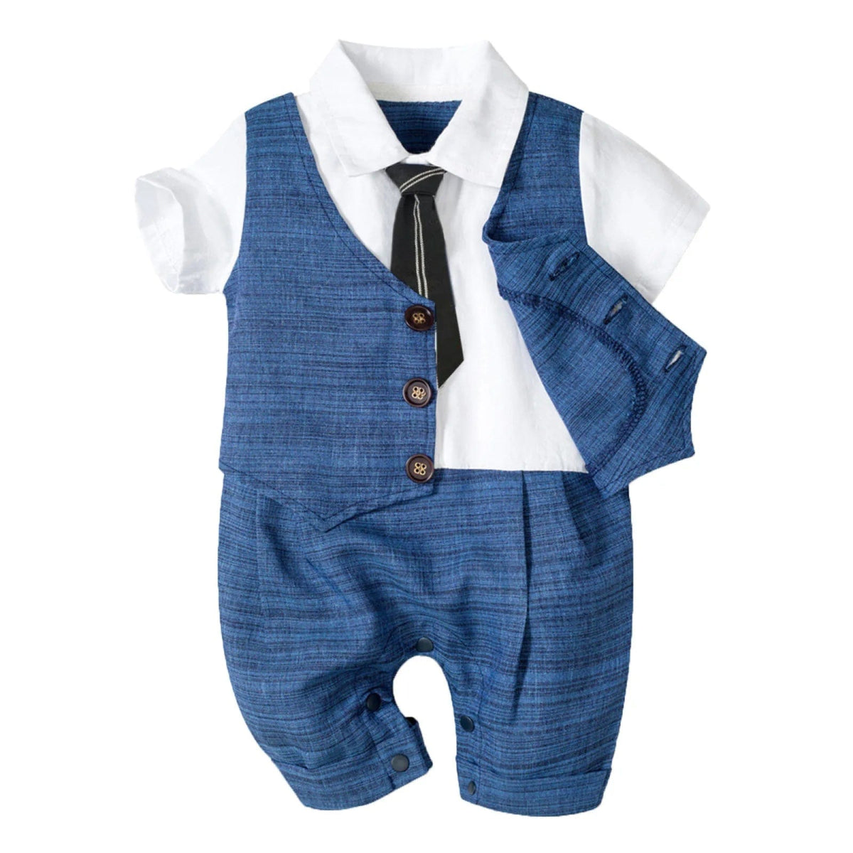 3 6 12 18 24 M Newborn Baby Boys Romper 2023 Summer Gentleman Infant Jumpsuit Button Romper Baby Outfits Suit Boy Formal Clothes - SHOWLU FASHION STORE