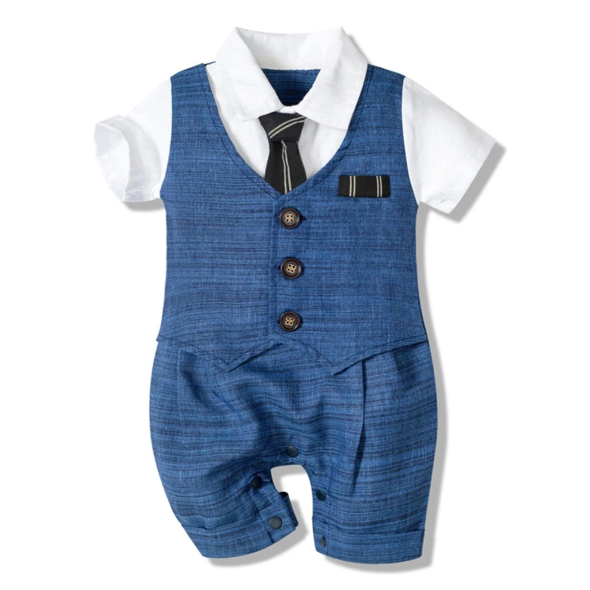 3 6 12 18 24 M Newborn Baby Boys Romper 2023 Summer Gentleman Infant Jumpsuit Button Romper Baby Outfits Suit Boy Formal Clothes - SHOWLU FASHION STORE