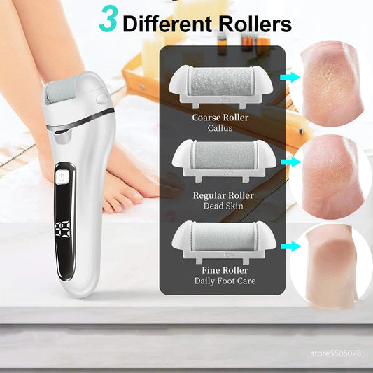 3 Heads Electric Foot File Callus Remover Professional Pedicure Machine Tools Rechargeable Waterproof Heel Dead Skin Scrubber - SHOWLU FASHION STORE