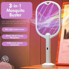 3 In 1 Electric Mosquito Swatter Mosquito Killer Lamp Killer Insect Killer 3000V Type - C Rechargeable Mosquito Killer Fly Killer - SHOWLU FASHION STORE