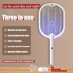 3 In 1 Electric Mosquito Swatter Mosquito Killer Lamp Killer Insect Killer 3000V Type - C Rechargeable Mosquito Killer Fly Killer - SHOWLU FASHION STORE