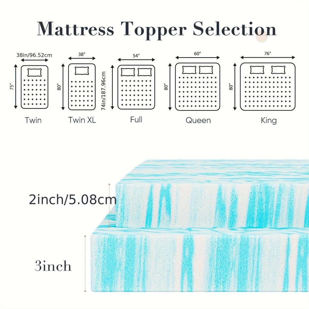 Sweetcrispy 3-inch gel memory foam mattress topper with cooling cotton cover for enhanced sleep support and comfort.