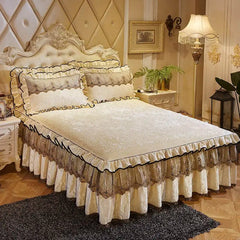 3 Pcs Bedding Set Luxurious Bedding Cover Set Warm Bedspread on The Bed Heightened Bed Skirt for Queen/King Size with Pillowcase - SHOWLU FASHION STORE