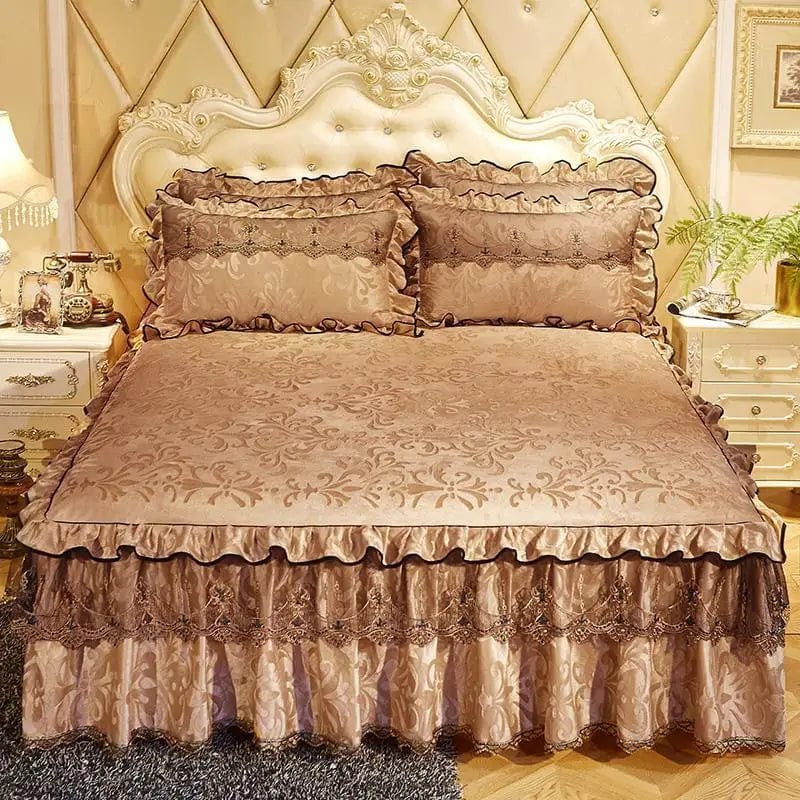 3 Pcs Bedding Set Luxurious Bedding Cover Set Warm Bedspread on The Bed Heightened Bed Skirt for Queen/King Size with Pillowcase - SHOWLU FASHION STORE