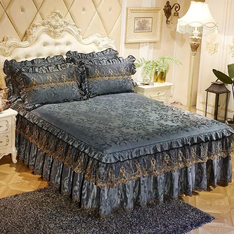 3 Pcs Bedding Set Luxurious Bedding Cover Set Warm Bedspread on The Bed Heightened Bed Skirt for Queen/King Size with Pillowcase - SHOWLU FASHION STORE