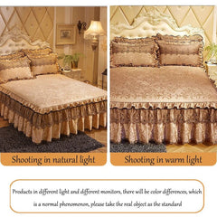 3 Pcs Bedding Set Luxurious Bedding Cover Set Warm Bedspread on The Bed Heightened Bed Skirt for Queen/King Size with Pillowcase - SHOWLU FASHION STORE